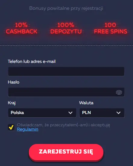 Formularz rejestracyjny Vavada Casino – rejestracja i dołączenie do programu VIP